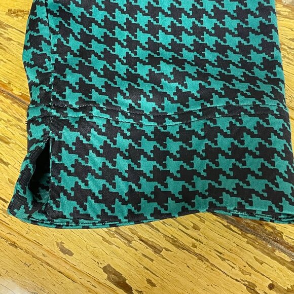 Ali Miles Houndstooth Stretch Top Blouse Collar Oversized Green Sz SM - Picture 5 of 7